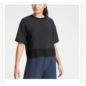 Athleta Zephyr Tee Black Short Sleeve Basic Athletic Top Shirt Size XS